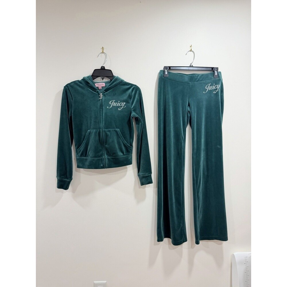 Juicy Couture Velour Tracksuit Rain Forest Green Rhinestone Y2K XS NWOT